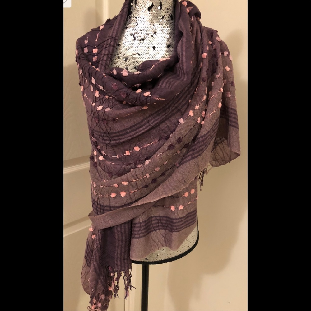 Bohemian Wrap/Scarf (Pom-Pom trims & tassels)